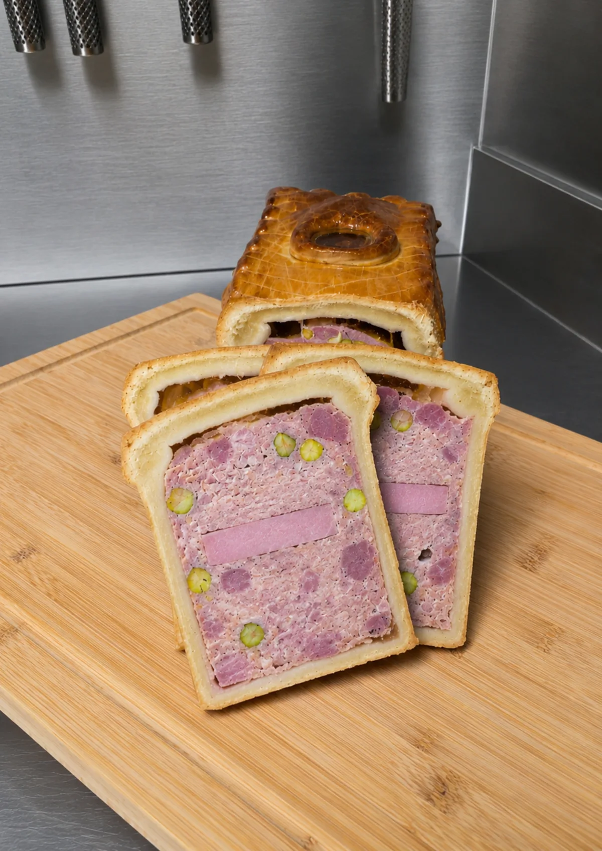 Pâté-croûte volaille, jambon et pistaches